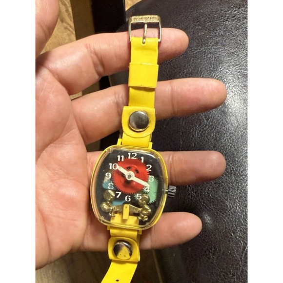Vintage Working Childrens Animated Mechanical Wind-Up SEE-SAW Watch Merry (read)